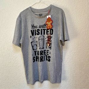 Seven Oaks T-Shirt Men’s L Gray Christmas Three Spirits Alcohol Tee Funny Humor
